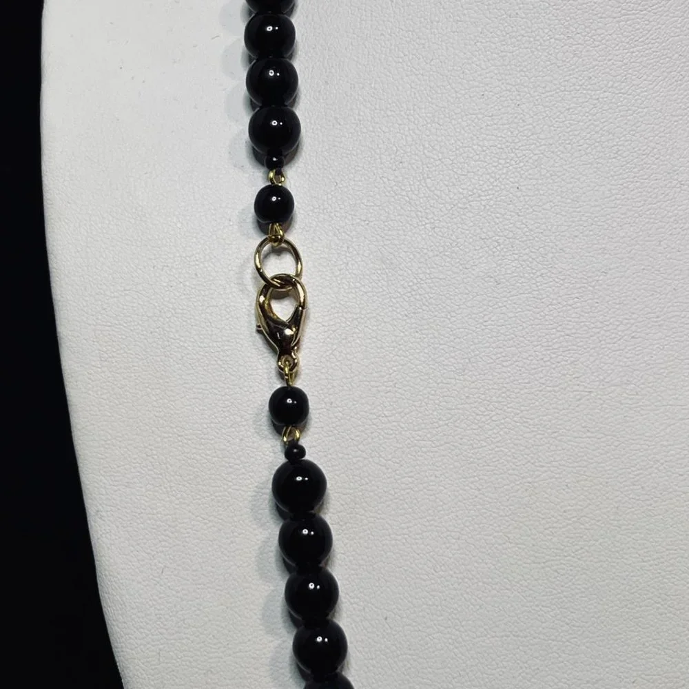 Vintage Black Glass Beaded Necklace (5117) - Picture 5 of 7